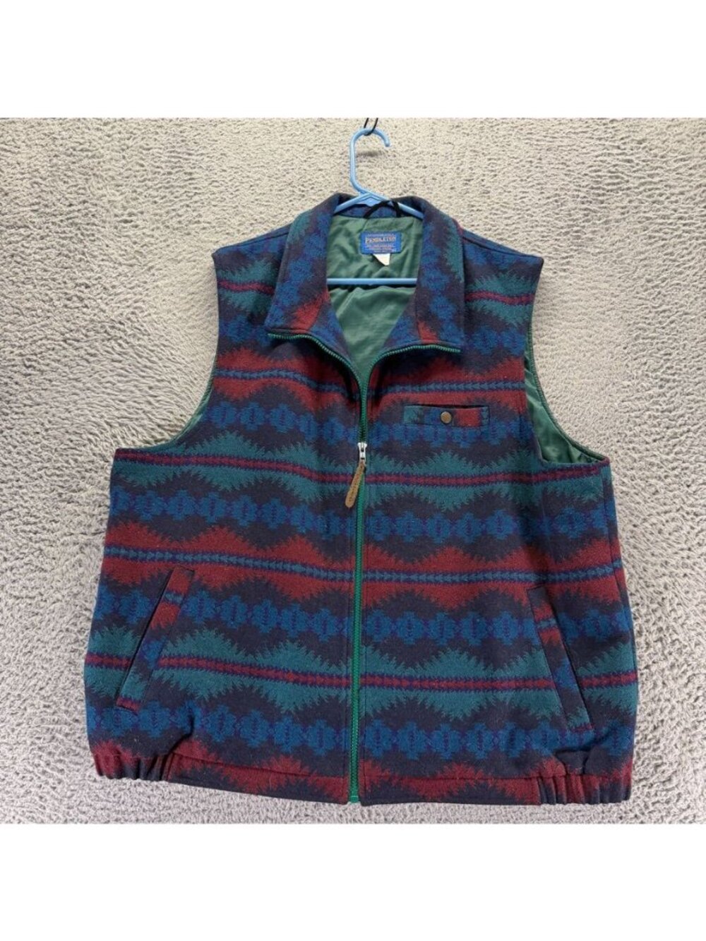 Vintage Pendleton Wool Southwestern Aztec Vest Mens XL Thinsulate Full Zip Usa